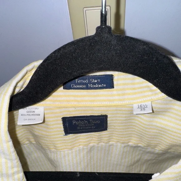 Patch Two Yellow Striped Button-Down Shirt - Picture 2 of 3